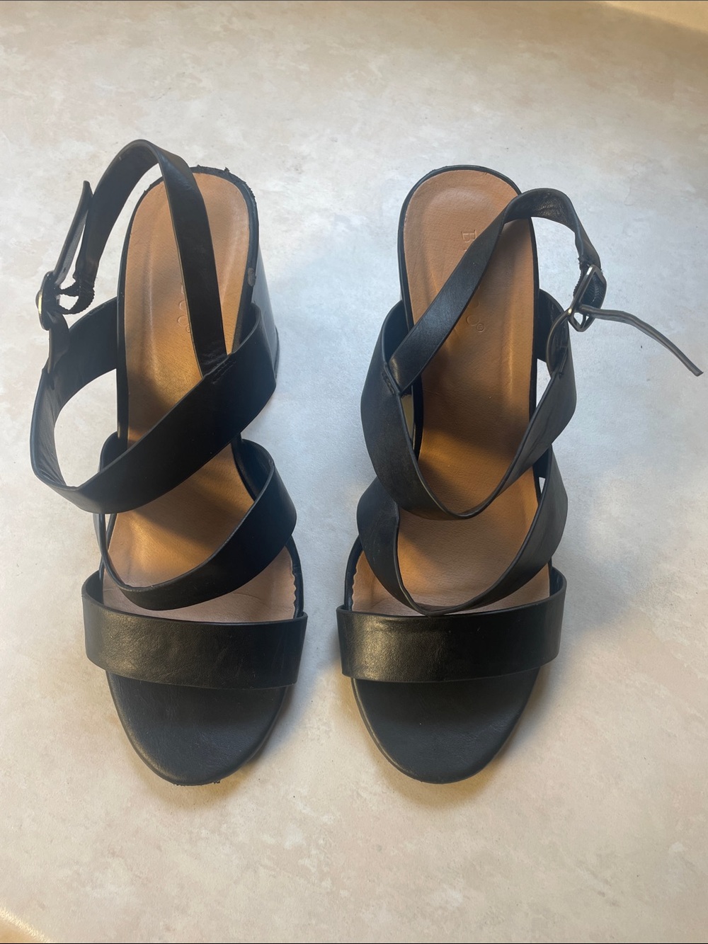 Bamboo Women's Black Strappy Slingback Sandals Size 8.5